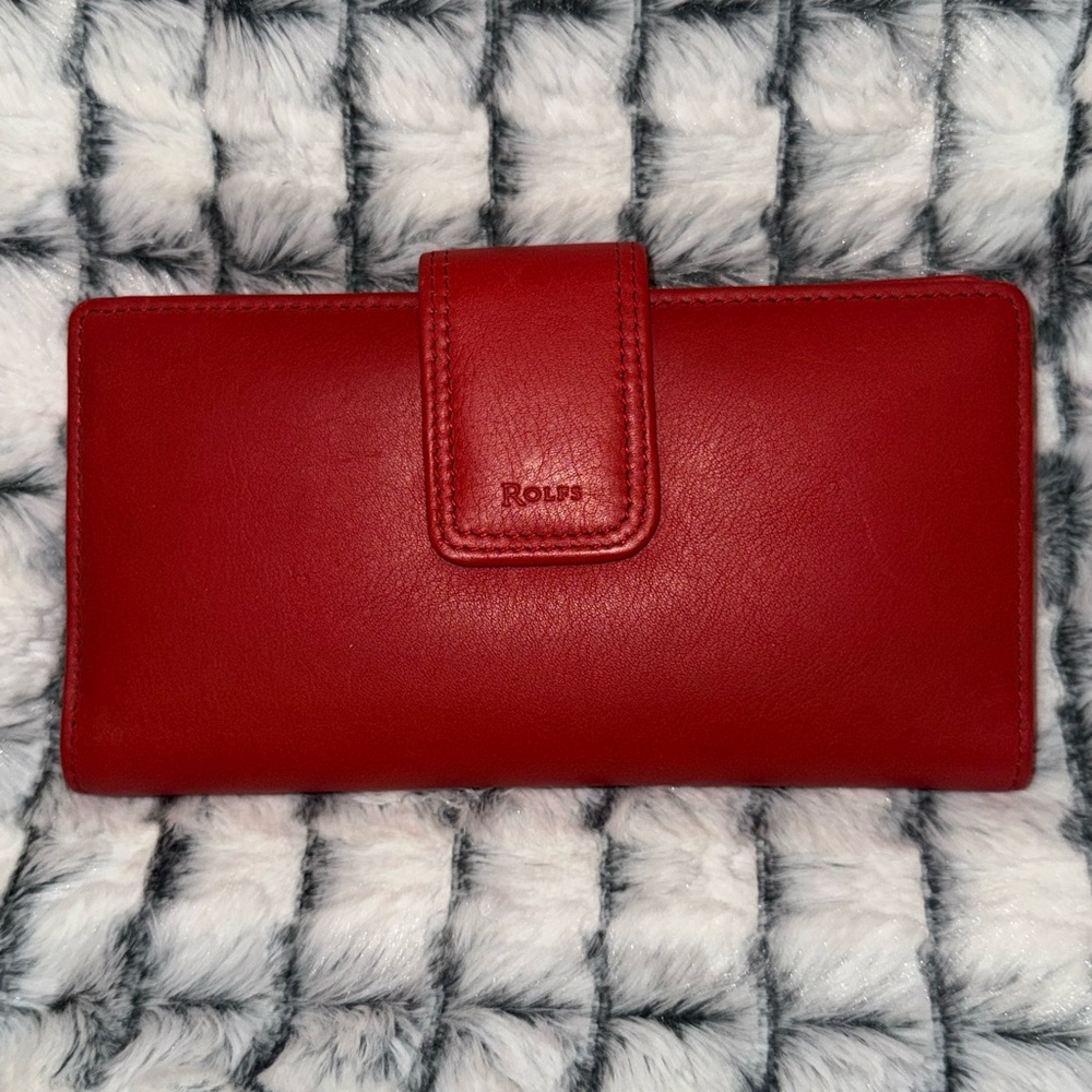Rolf’s Red Leather Continental Compact Clutch Checkbook Kisslock Wallet NWT - Picture 8 of 8